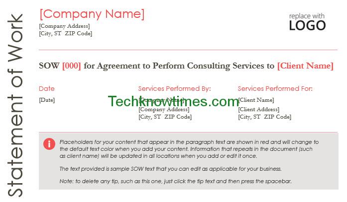 statement of work template consulting