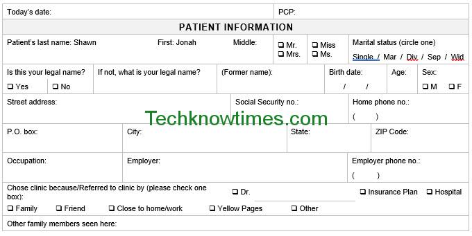 patient registration form doc